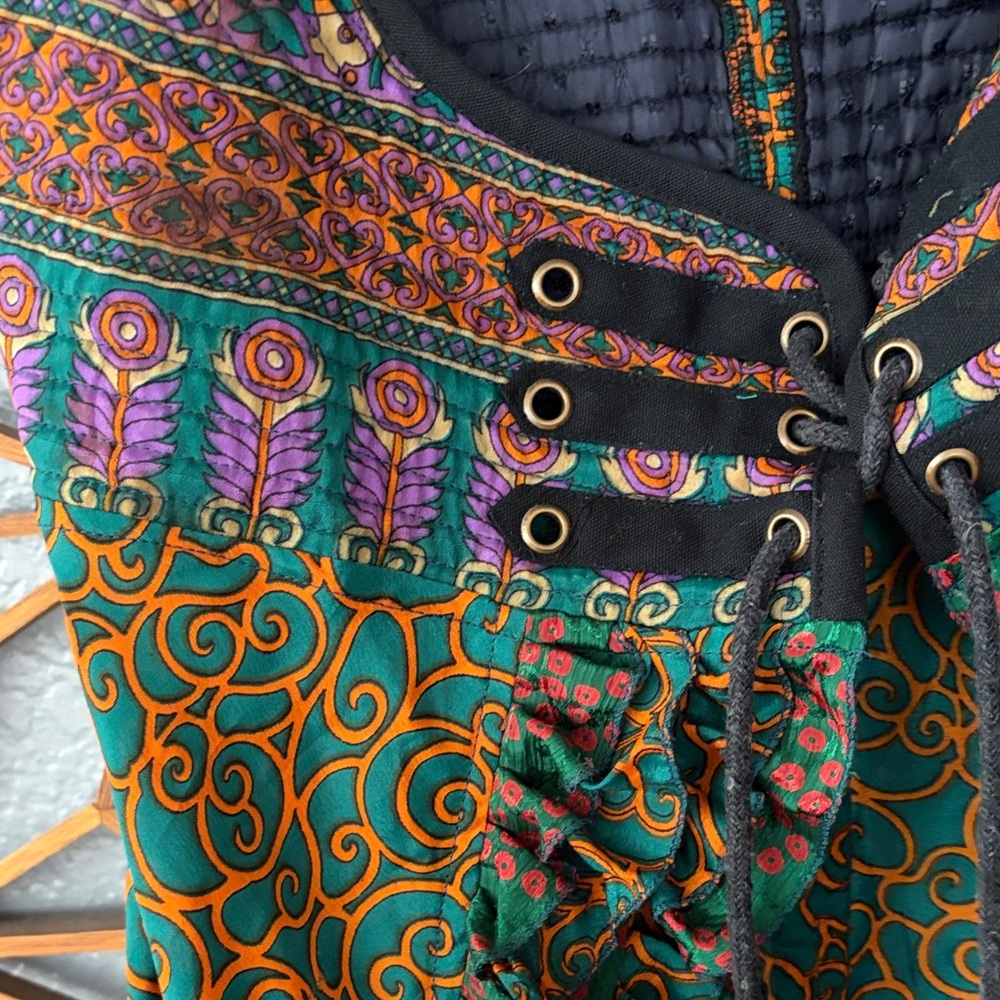 Colorful Sleeveless festival rave Burning Man Ruffle Details outfit - Picture 4 of 6